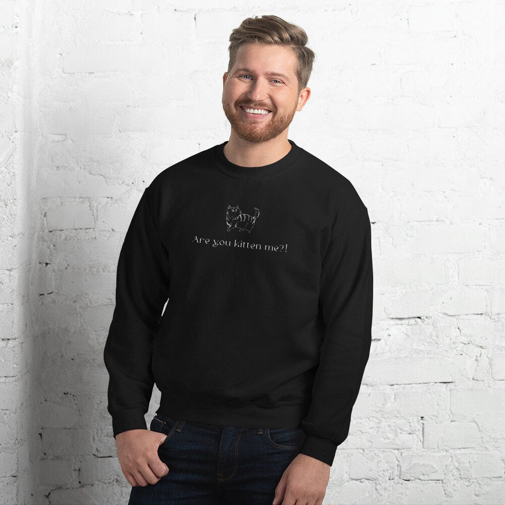 Organic cotton cat-themed jumper – 'Kittening Me' for stylish feline fans

