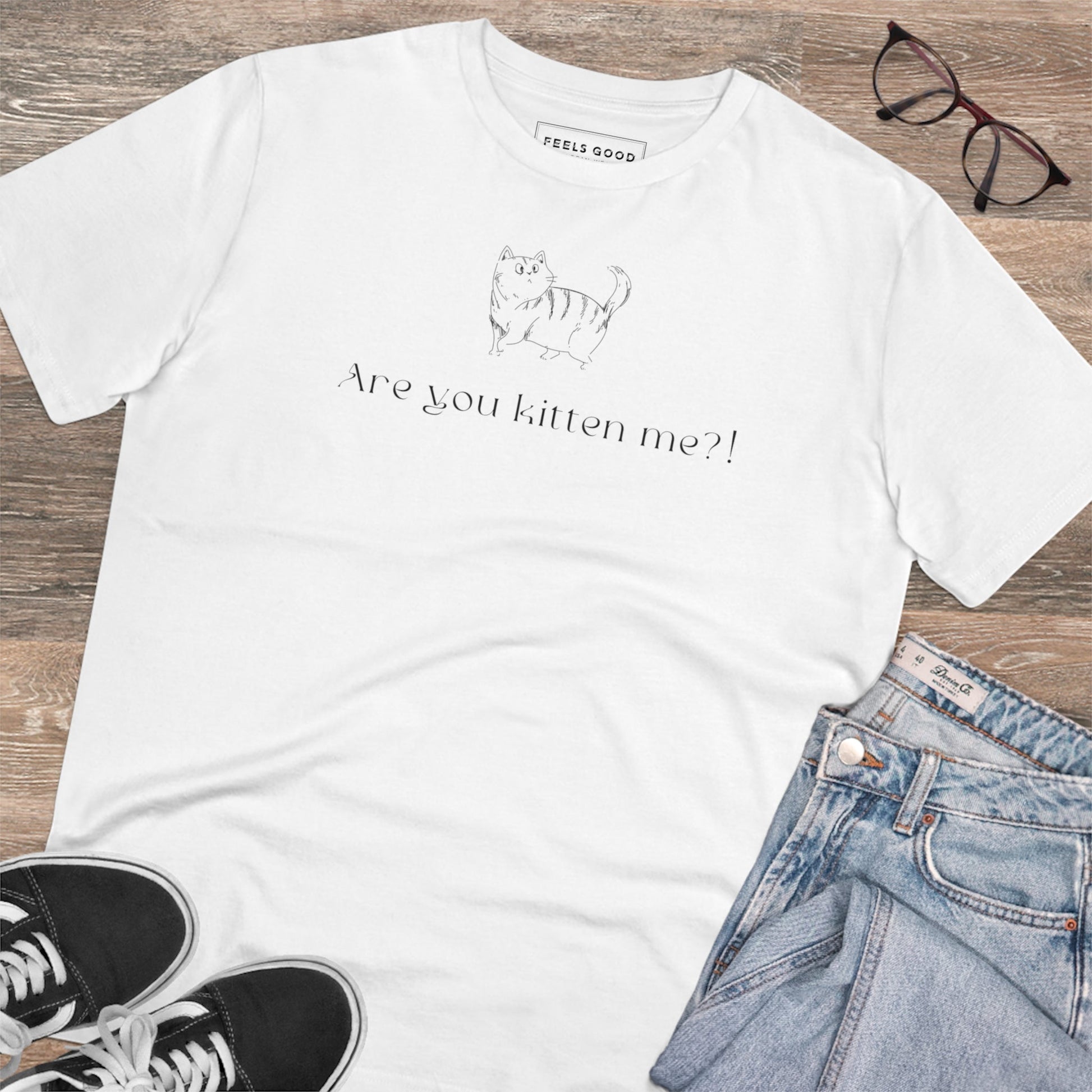 Organic Cotton 'Kittening Me' Funny Cat T-shirt - Fun Cat T shirt