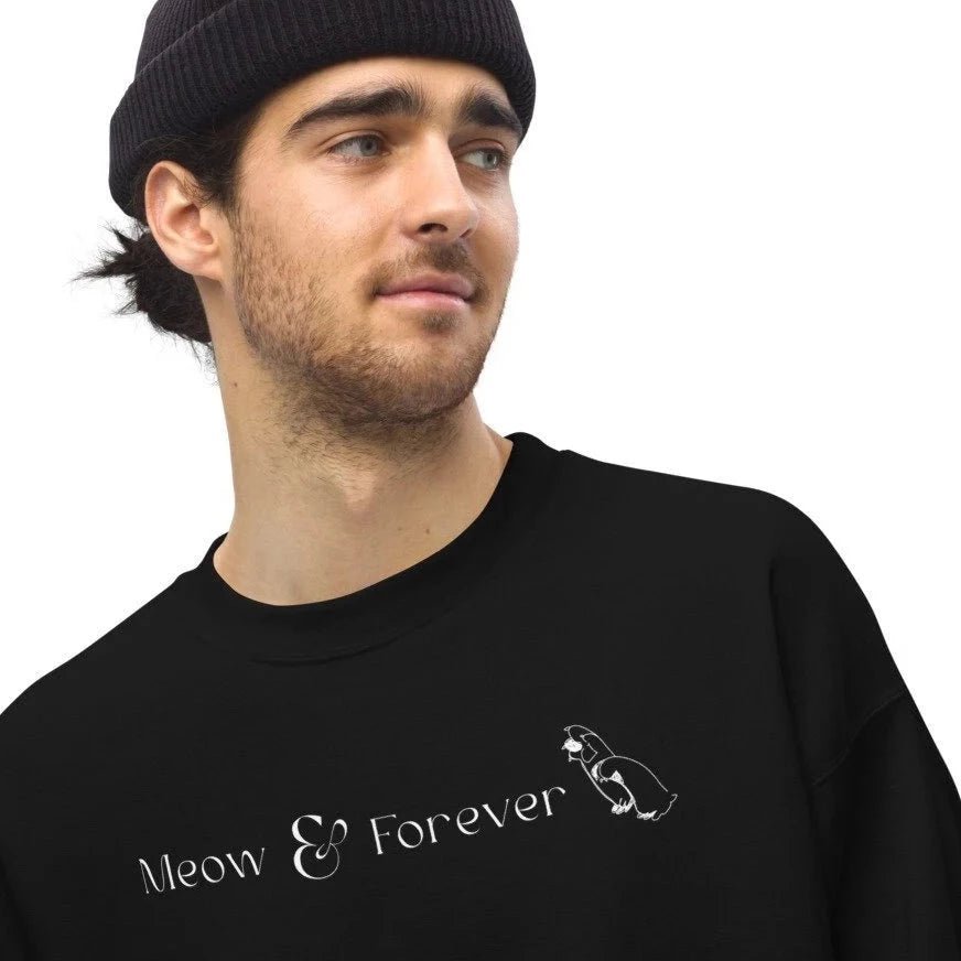 Slogan sweatshirt cats love – 'Meow & Forever' organic cotton style

