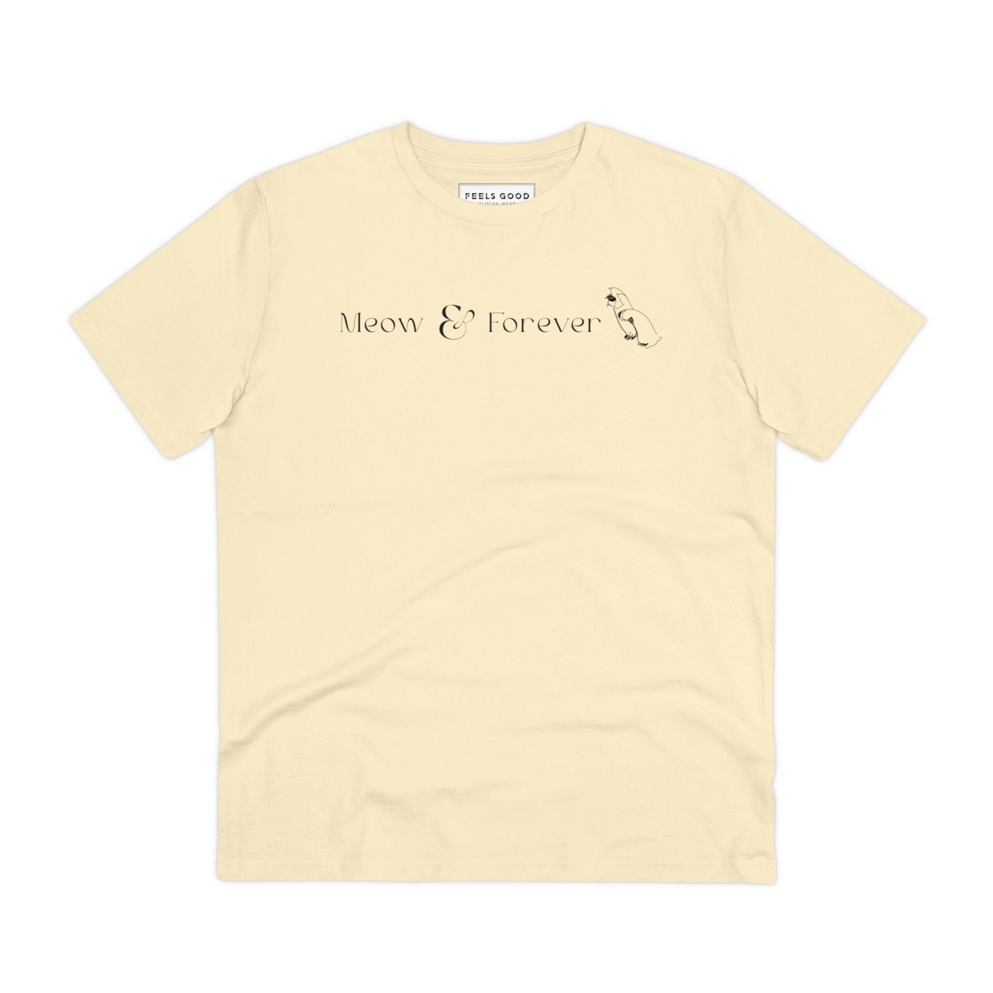 Meow & Forever cat funny t shirt in breathable organic cotton

