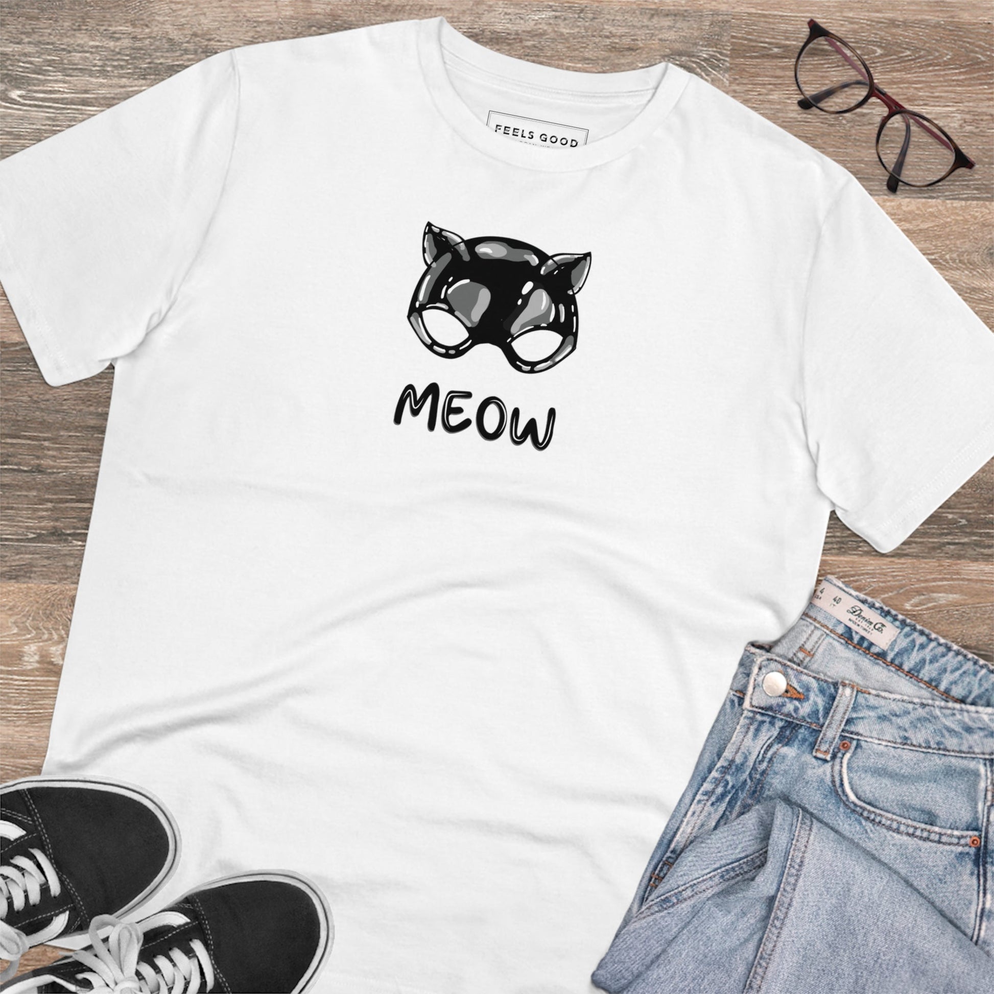 Organic Cotton 'Meow' Funny Cat T-shirt - Fun Cat T shirt