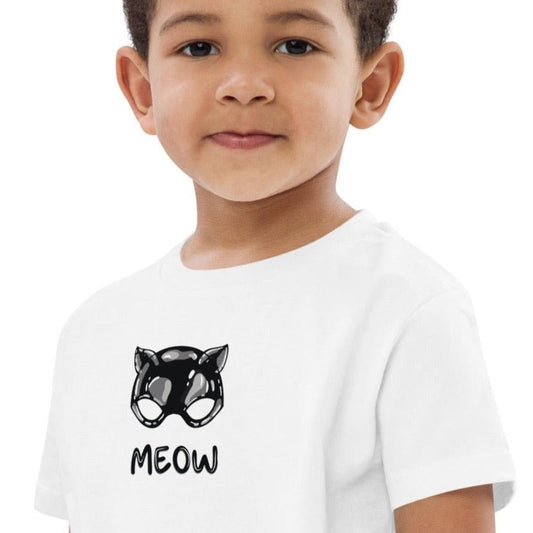 Organic Cotton 'Meow' Kids Funny Cat T-shirt for childrens animal print t shirts lovers

