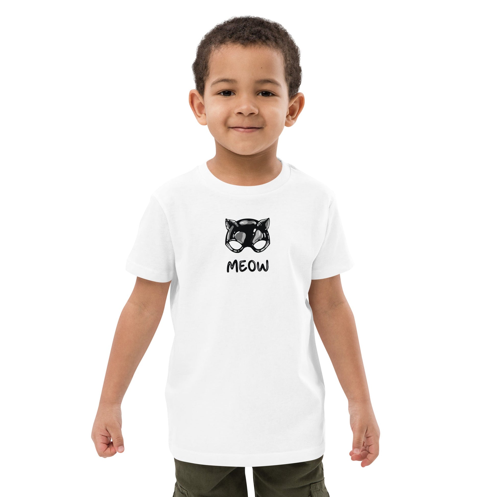 Organic Cotton 'Meow' Kids Funny Cat T-shirt perfect for animal print t shirts children

