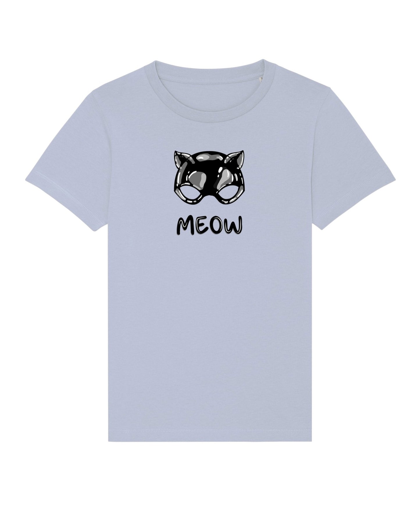 Organic Cotton 'Meow' Kids Funny Cat T-shirt in line with gender neutral kids clothes

