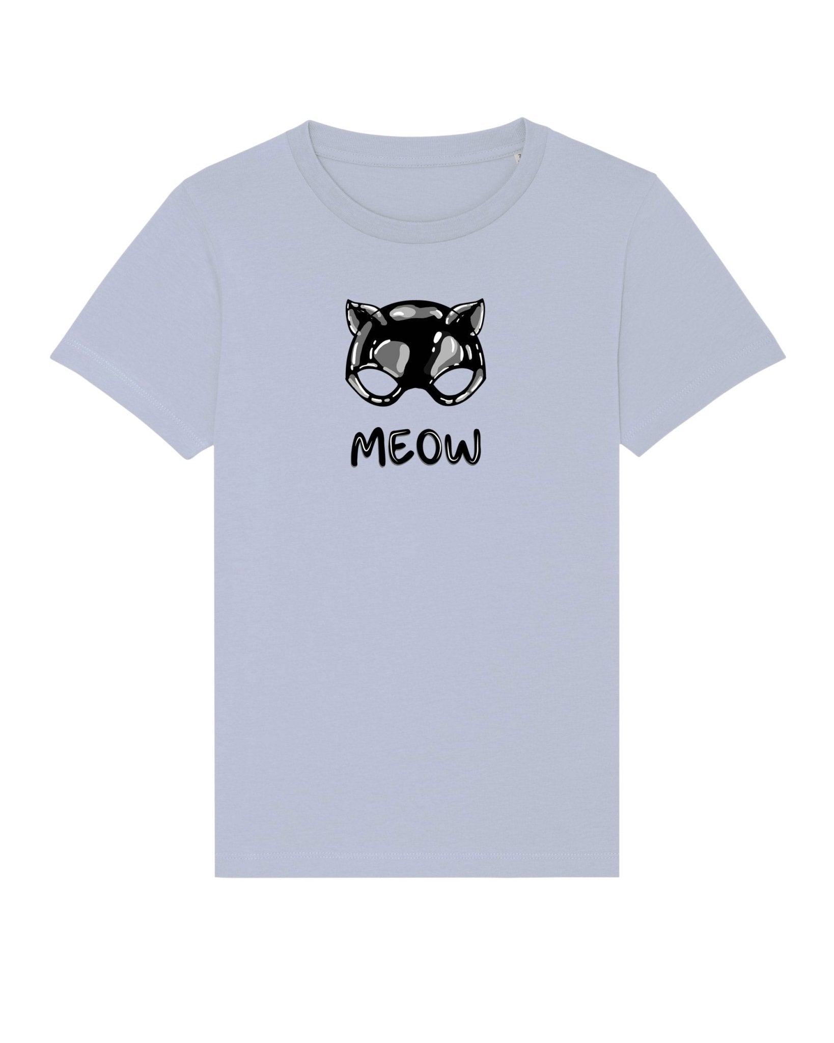 Organic Cotton 'Meow' Kids Funny Cat T-shirt in line with gender neutral kids clothes

