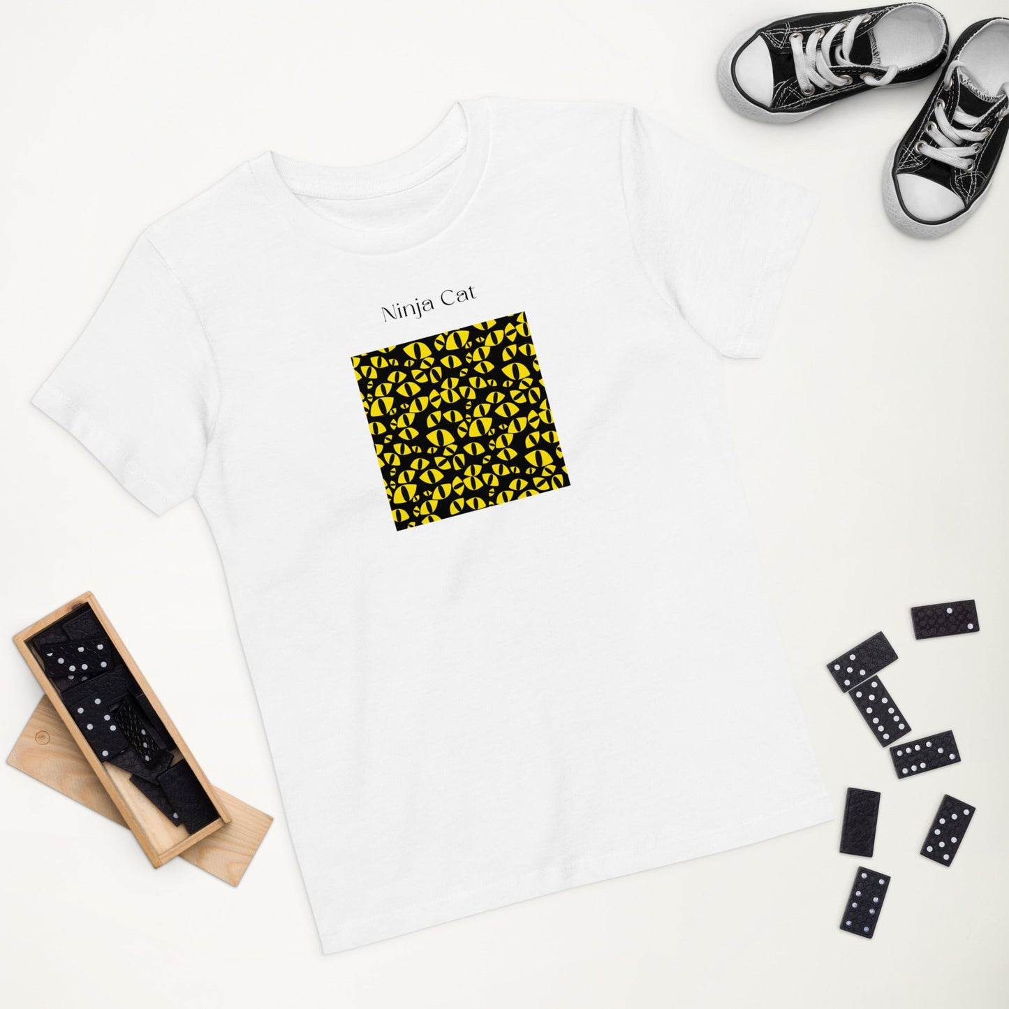 Gender neutral kids clothes – Organic Cotton 'Ninja Cat' Kids Funny Cat T-shirt

