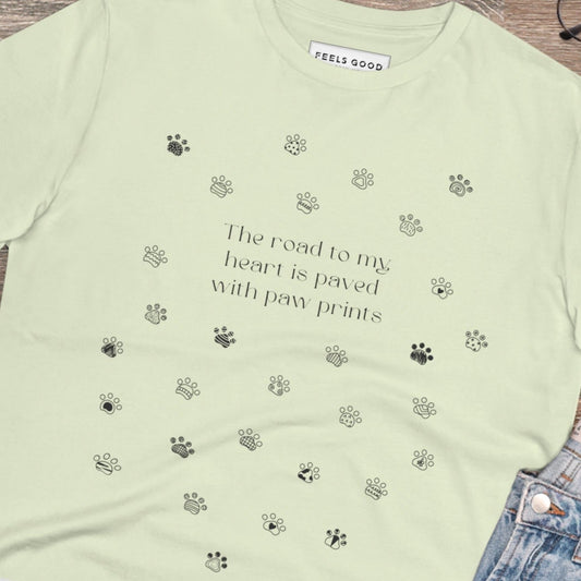 Organic Cotton 'Paw Prints' Funny Animal T-shirt with cat design

