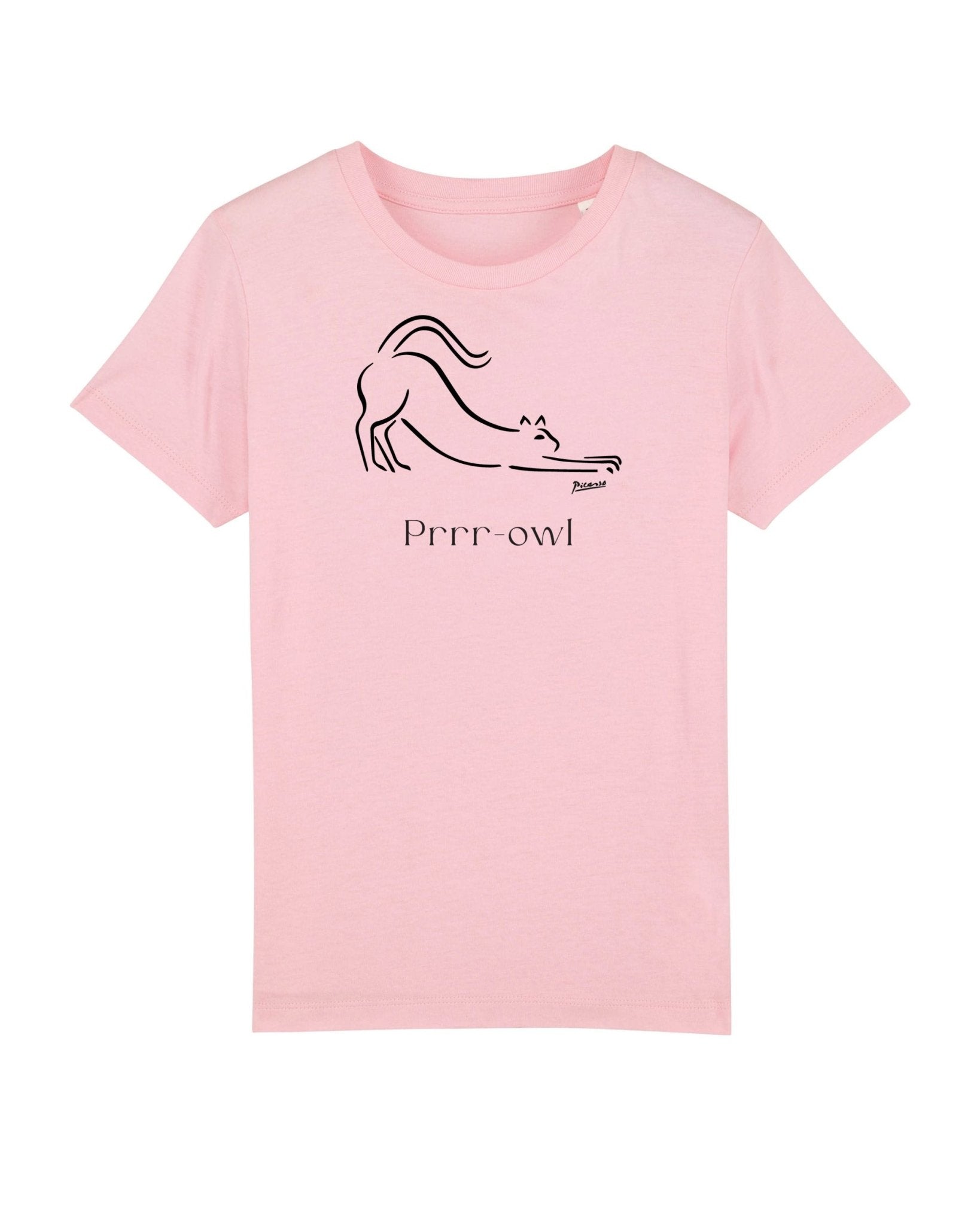 Organic cotton 'Prowl Cat' kids funny cat t-shirt—fun hello kitty clothing alternative for kids.