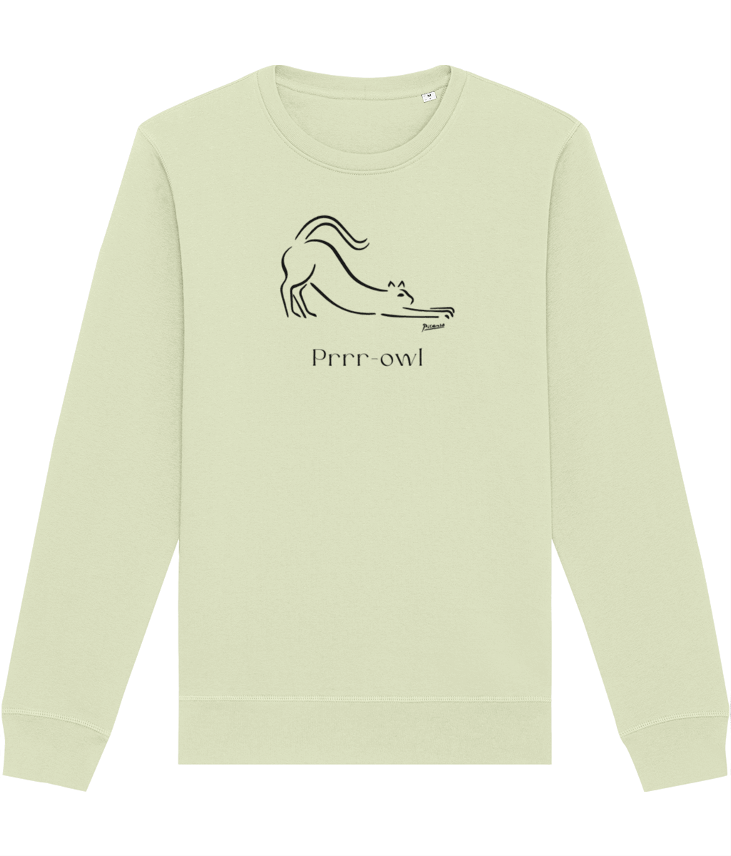 Cozy up with the Organic Cotton 'Prowl' Funny Cat Sweatshirt – a must-have for cat quotes lovers.

