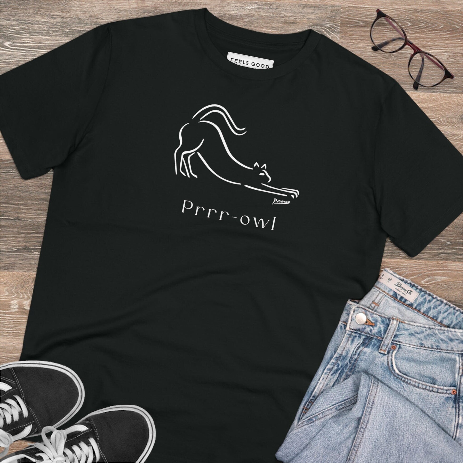 Funny cat t shirts and dog t shirts for humans – Organic Cotton 'Prowl' Funny Cat T-shirt.