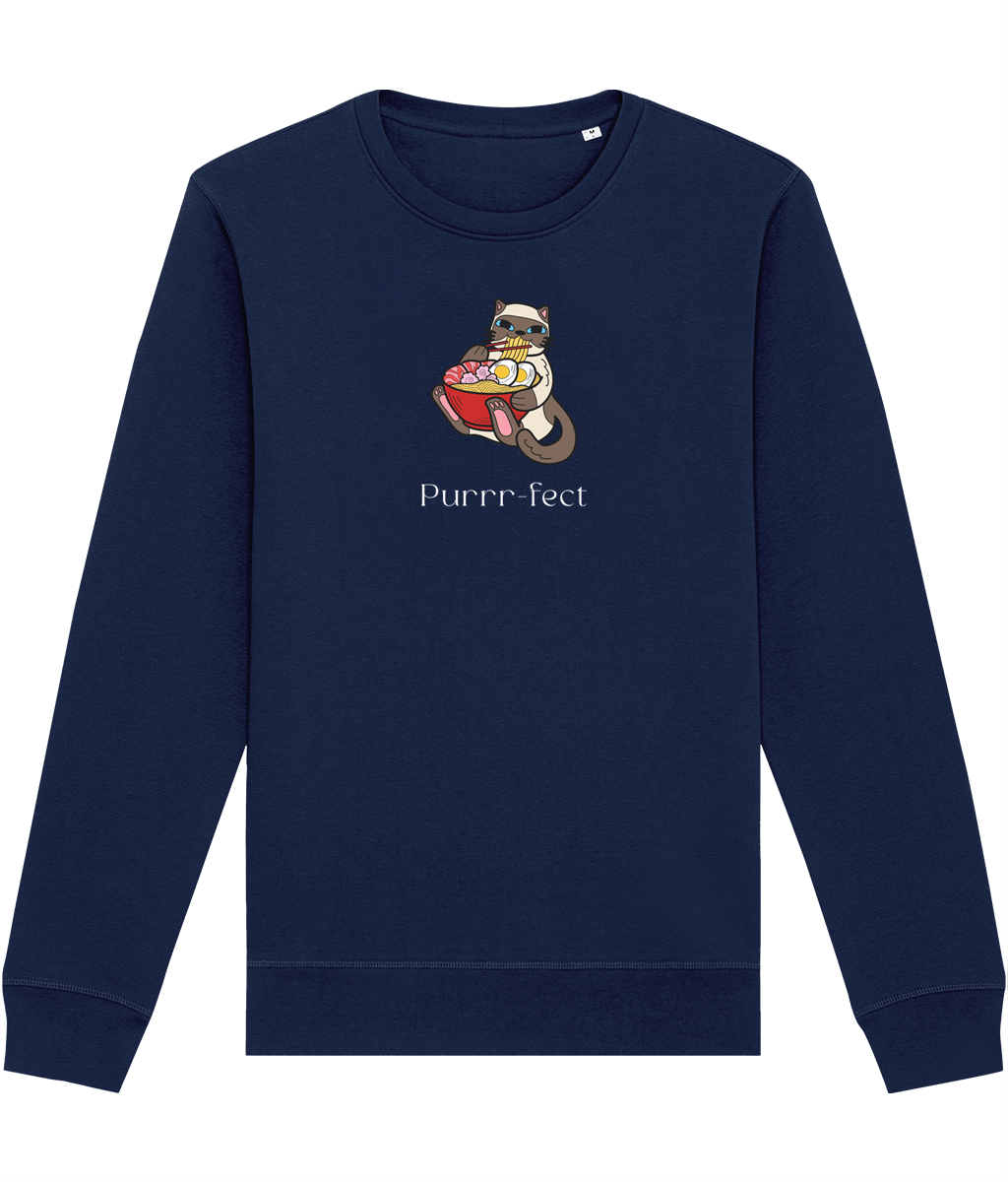 Organic Cotton 'Purrfect' Funny Cat Sweatshirt – adorable cat themed sweatshirt

