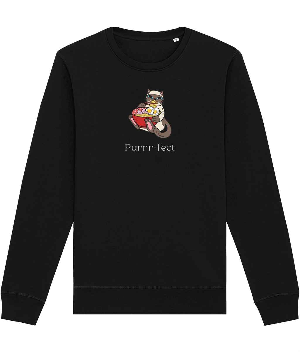 Organic Cotton 'Purrfect' Funny Cat Sweatshirt – sweatshirts with cats graphic tee


