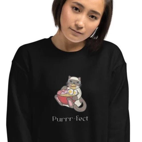 Organic Cotton 'Purrfect' Funny Cat Sweatshirt – cute cat sweatshirt cozy style

