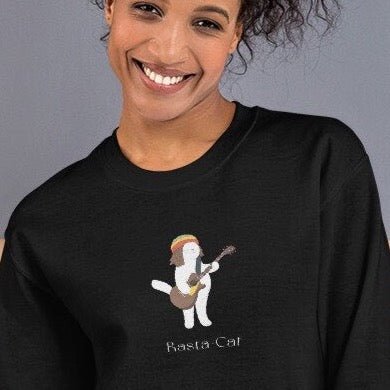 Organic Cotton 'Rasta Cat' Funny Cat Sweatshirt - Cat Sweatshirt