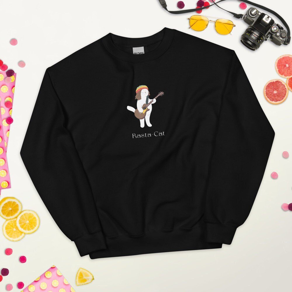 Organic Cotton 'Rasta Cat' Funny Cat Sweatshirt - Cat Sweatshirt