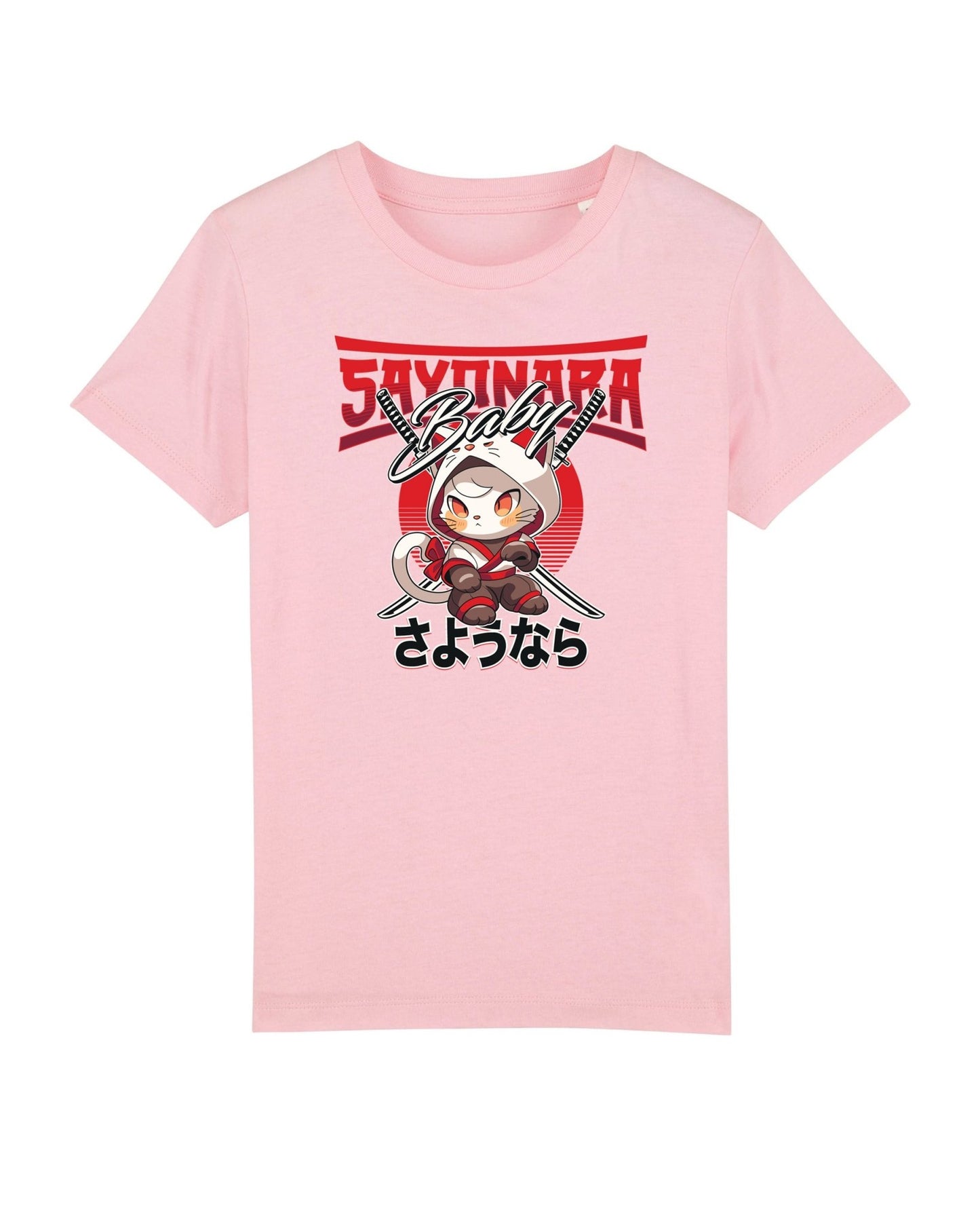 Hello Kitty inspired Organic Cotton 'Sayonara' Funny Cat T-shirt for kids.