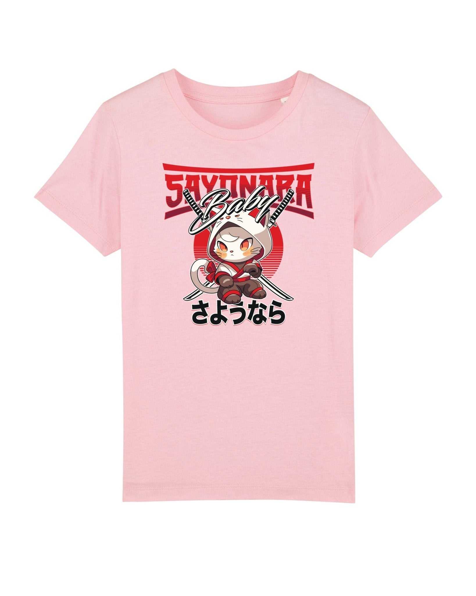 Hello Kitty inspired Organic Cotton 'Sayonara' Funny Cat T-shirt for kids.