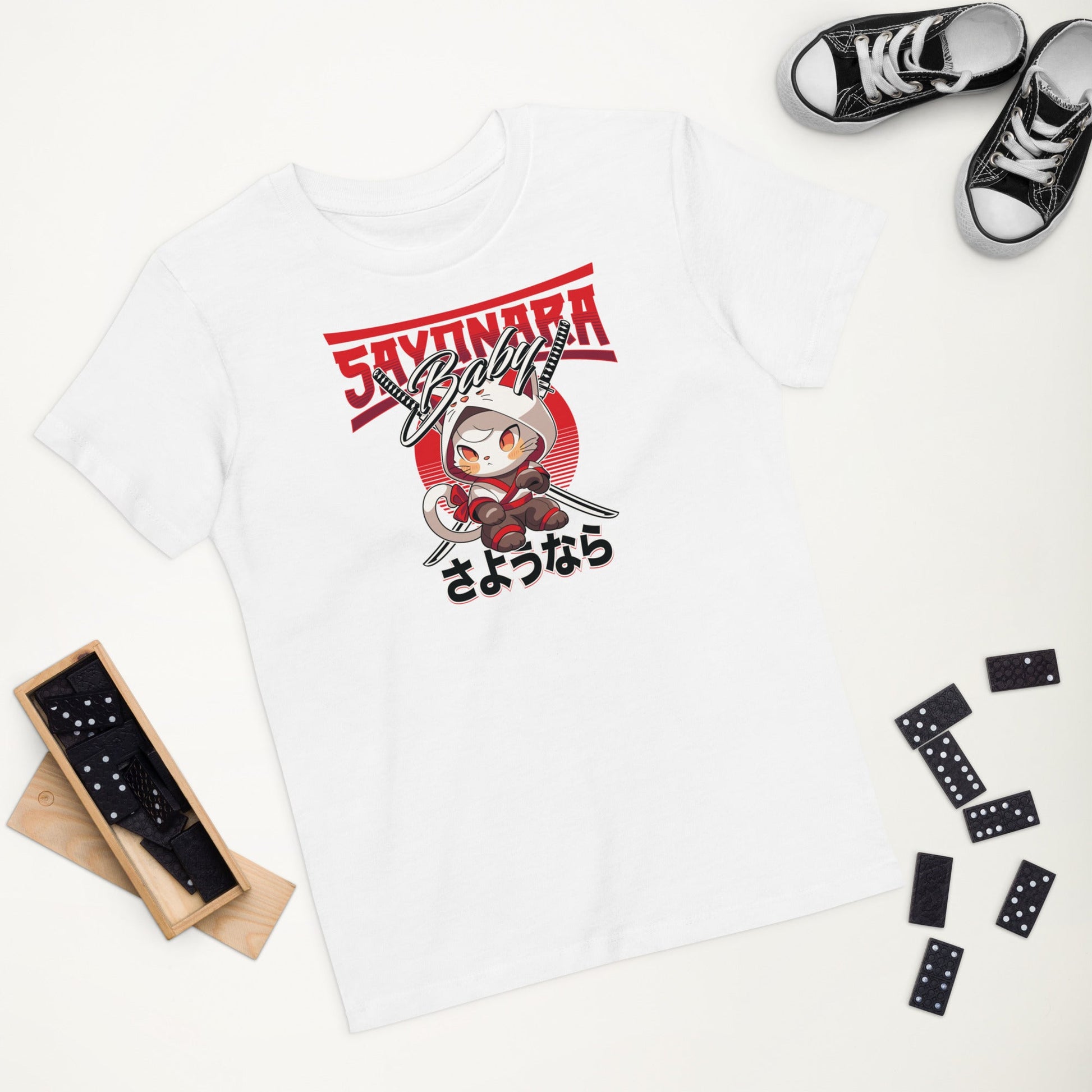 Adorable Organic Cotton 'Sayonara' Kids Funny Cat T-shirt – animal print t shirts children.