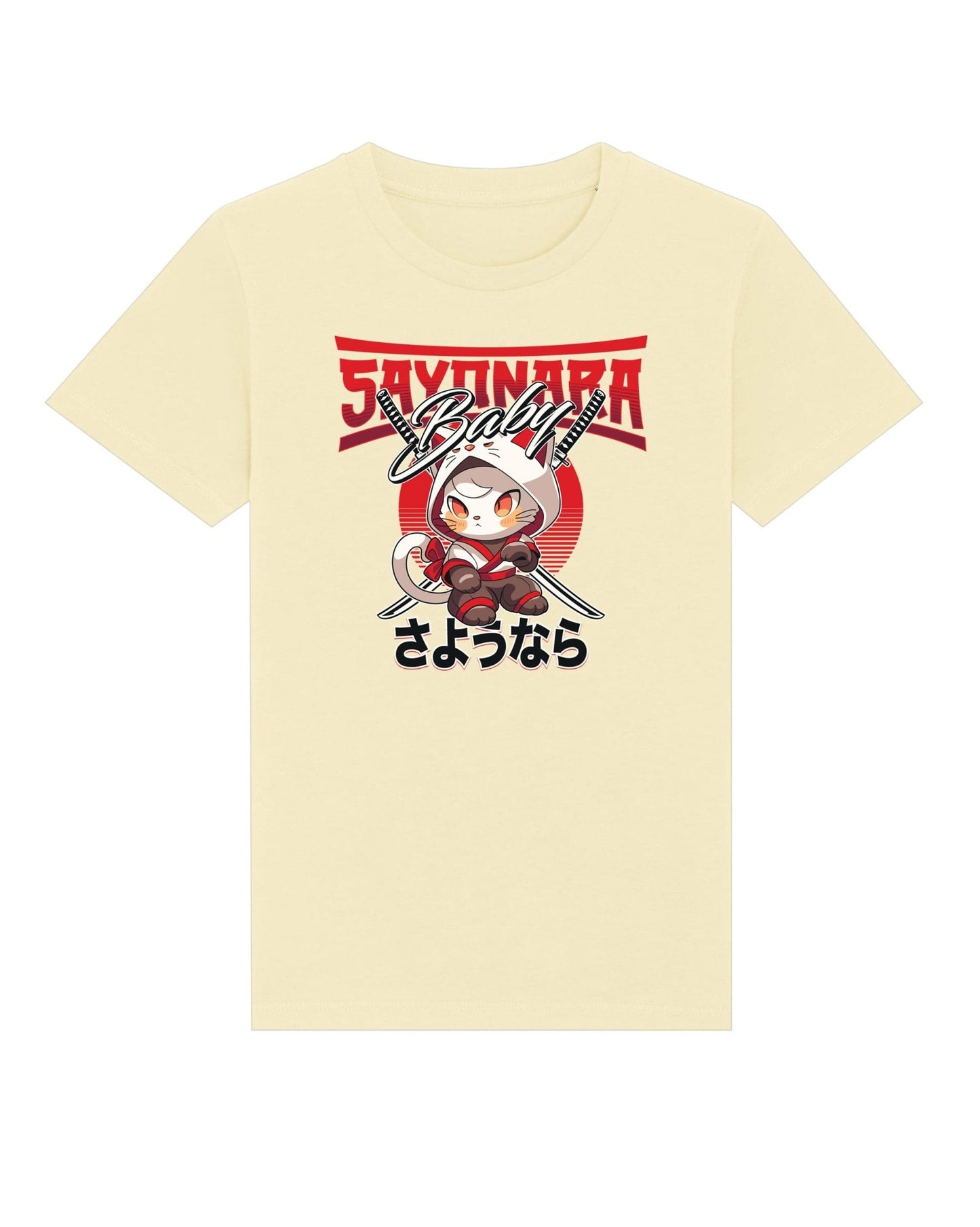 Adorable Organic Cotton 'Sayonara' Kids Funny Cat T-shirt, hello kitty shop exclusive.