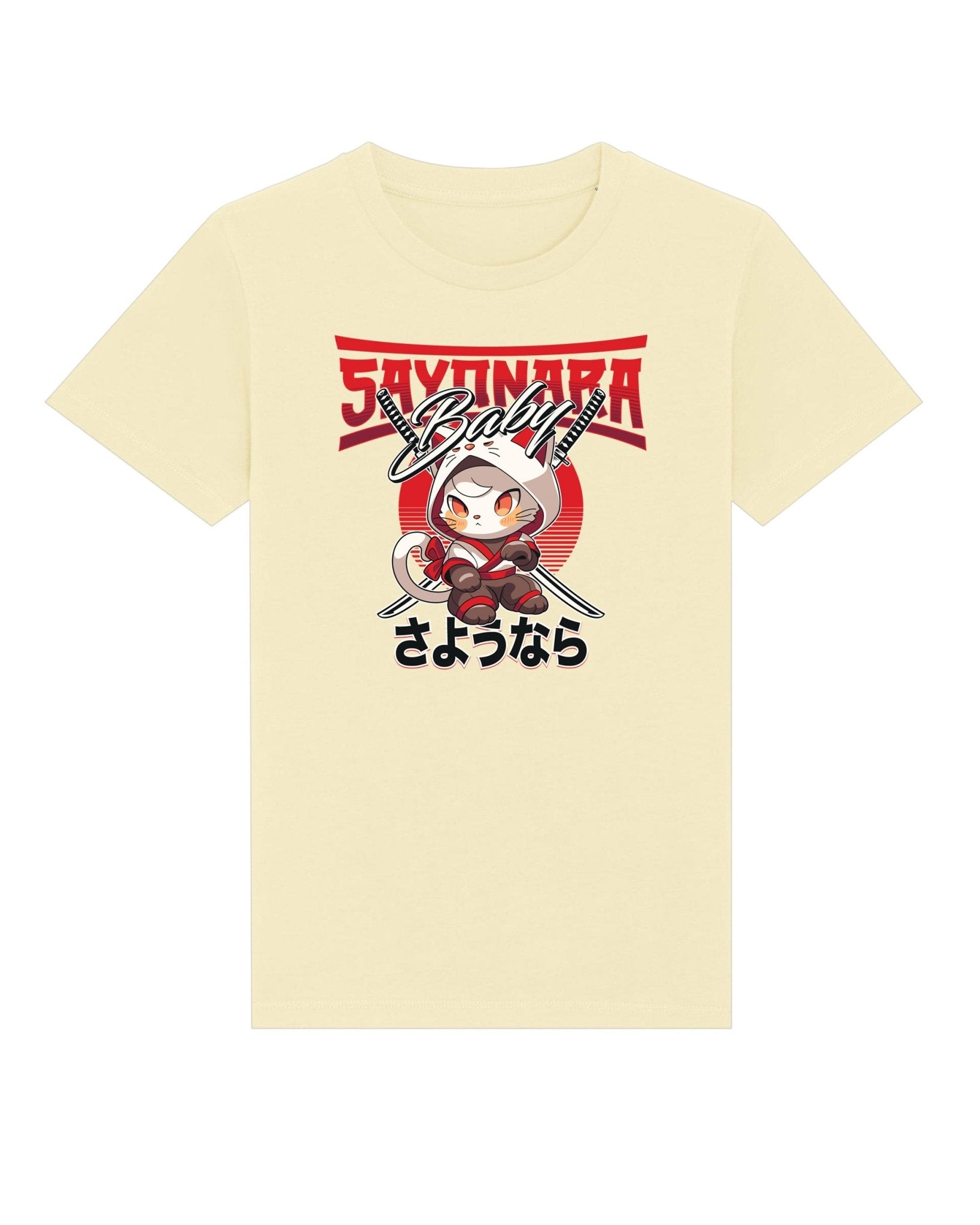 Adorable Organic Cotton 'Sayonara' Kids Funny Cat T-shirt, hello kitty shop exclusive.
