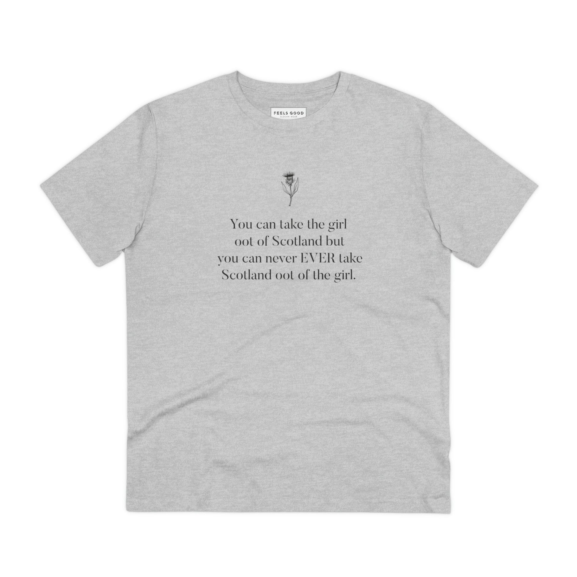 Casual meets heritage—get the organic cotton 'Scottish Girl Always' Scotland t-shirt today!