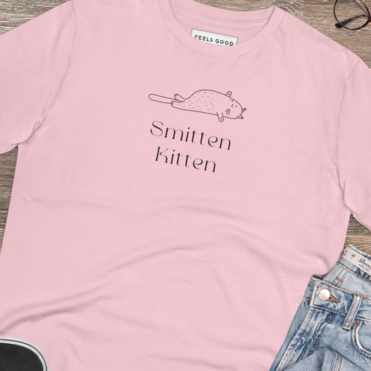 Organic Cotton 'Smitten Kitten' Funny Cat T-shirt for cat lovers and funny cat t shirts fans

