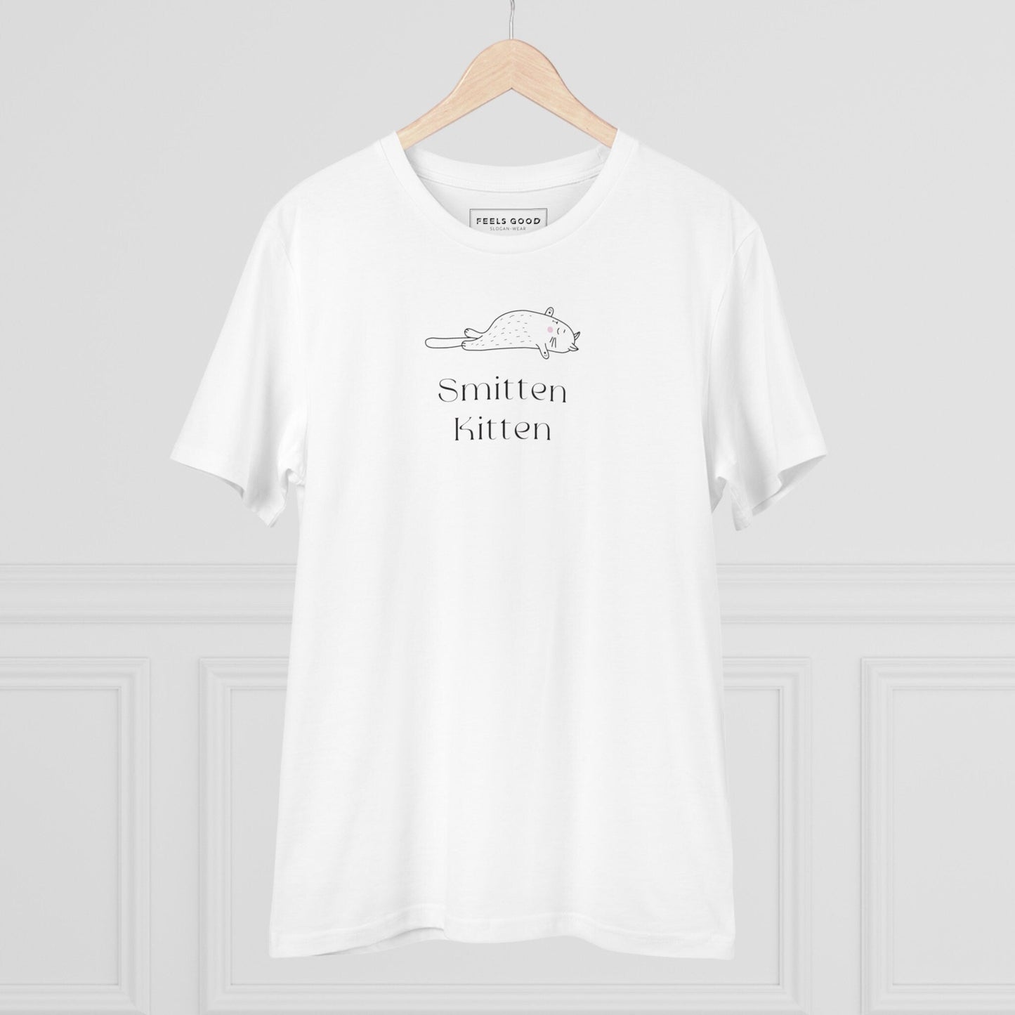 Organic Cotton 'Smitten Kitten' Funny Cat T-shirt stylish cat tops and casual wear


