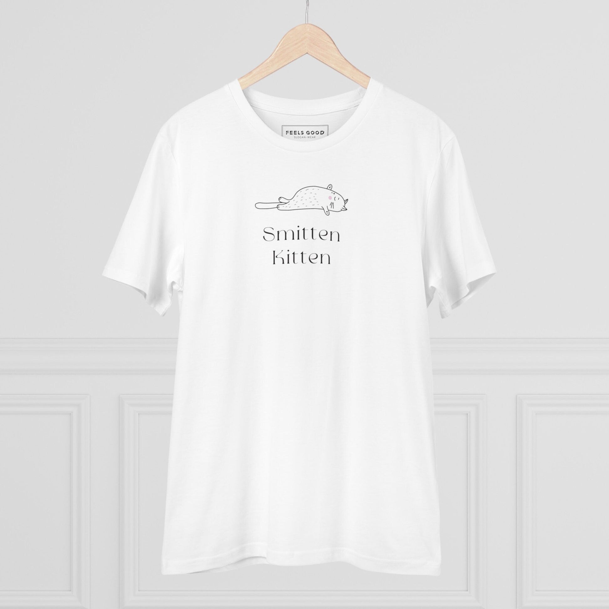 Organic Cotton 'Smitten Kitten' Funny Cat T-shirt stylish cat tops and casual wear

