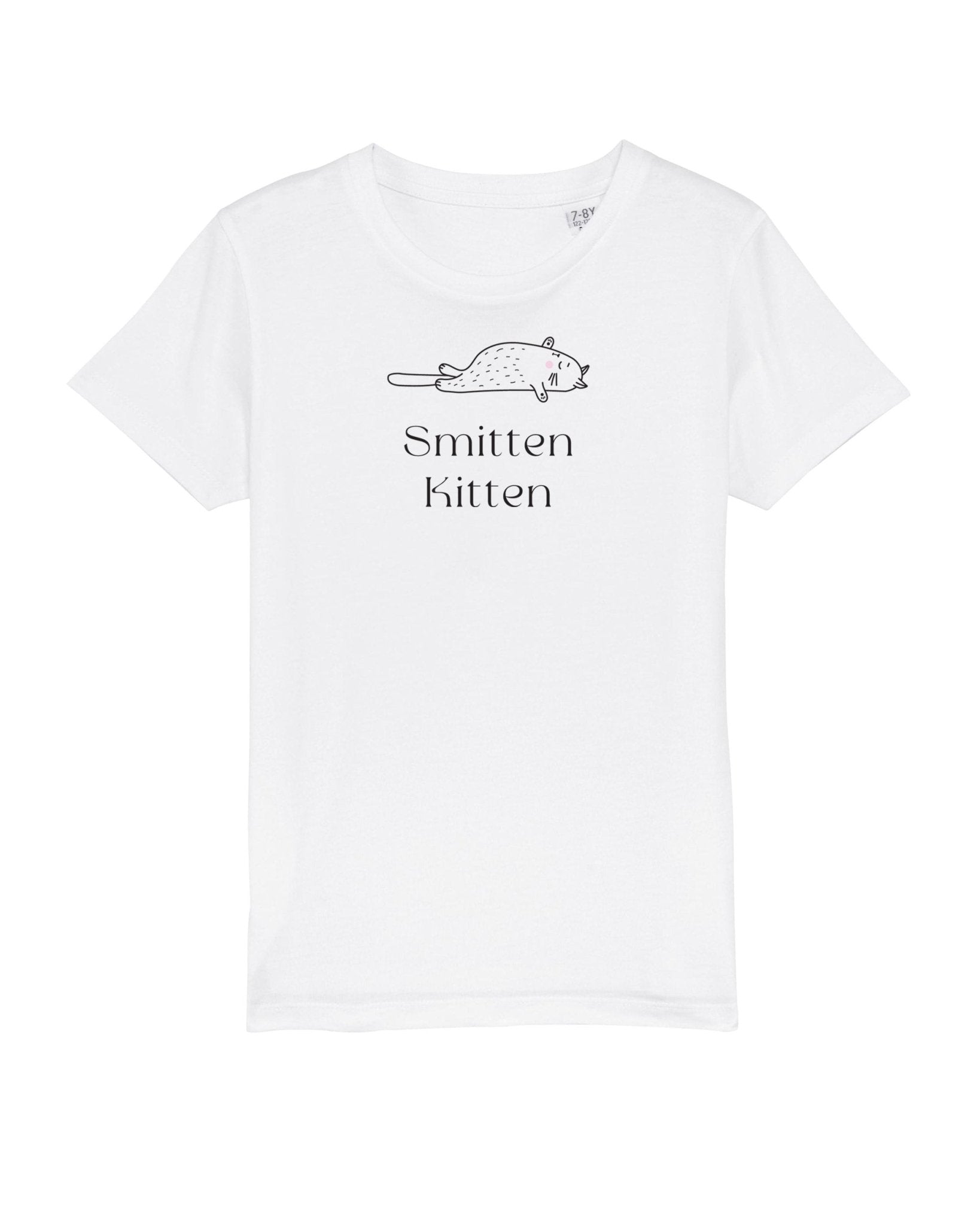 Organic cotton cat t-shirt for kids – Smitten Kitten funny animal print style

