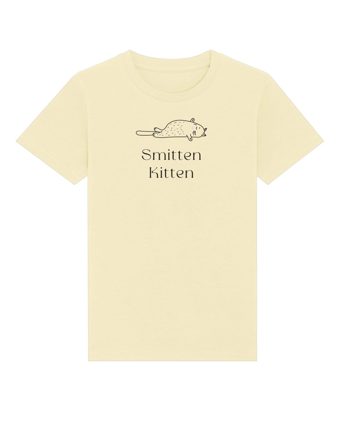 Unisex animal print kids tee – Smitten Kitten cat shirt in organic cotton

