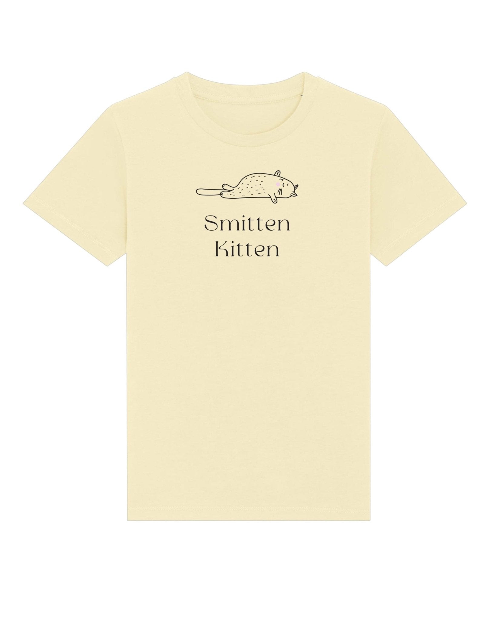 Unisex animal print kids tee – Smitten Kitten cat shirt in organic cotton

