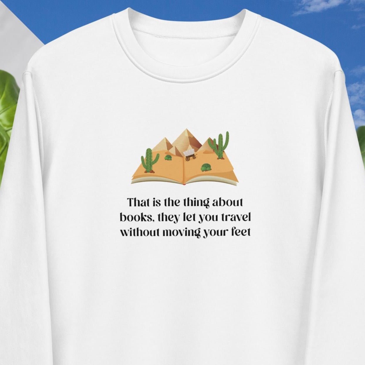 Organic Cotton 'The Book Traveller' Books Sweatshirt - Book worm