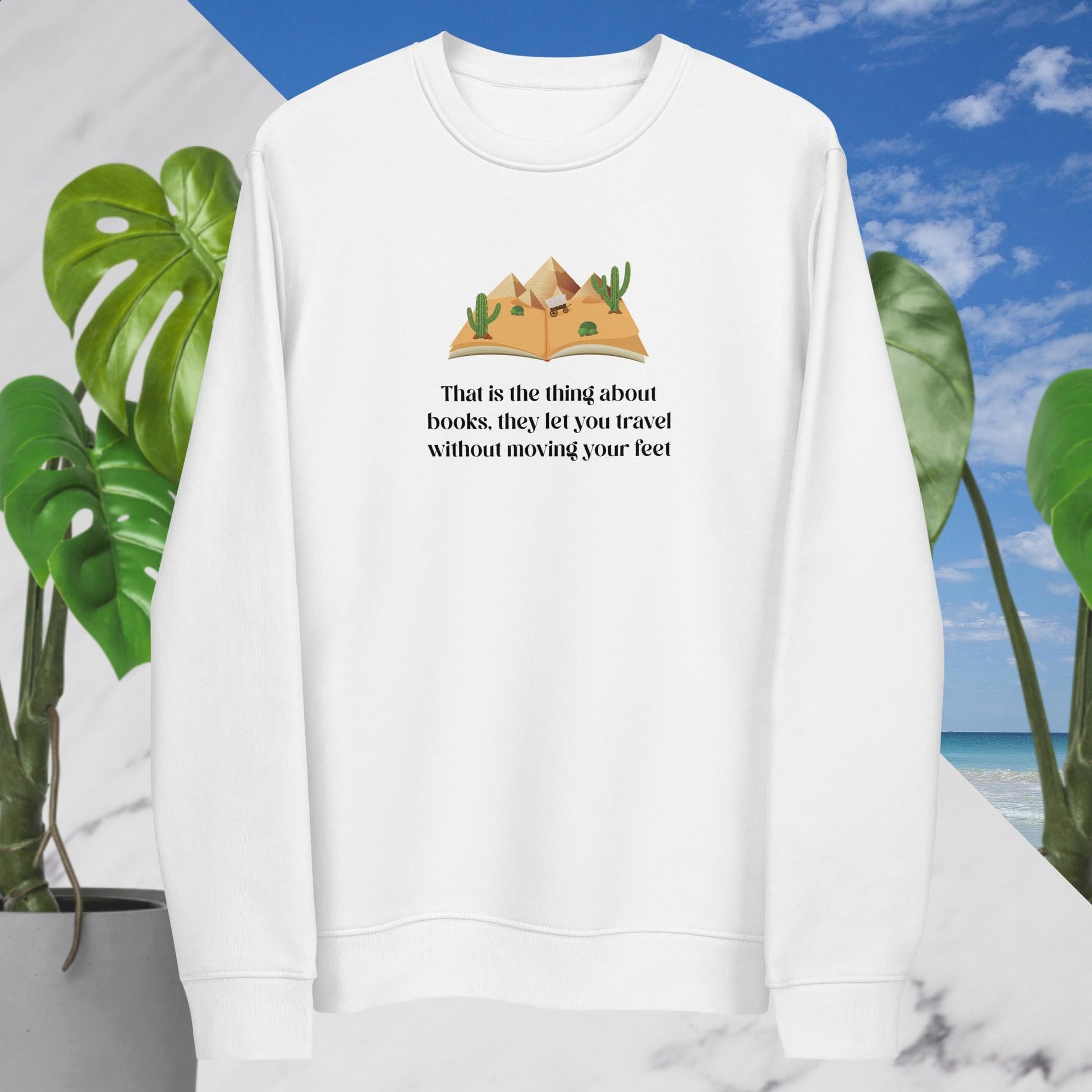 Organic Cotton 'The Book Traveller' Books Sweatshirt - Book worm