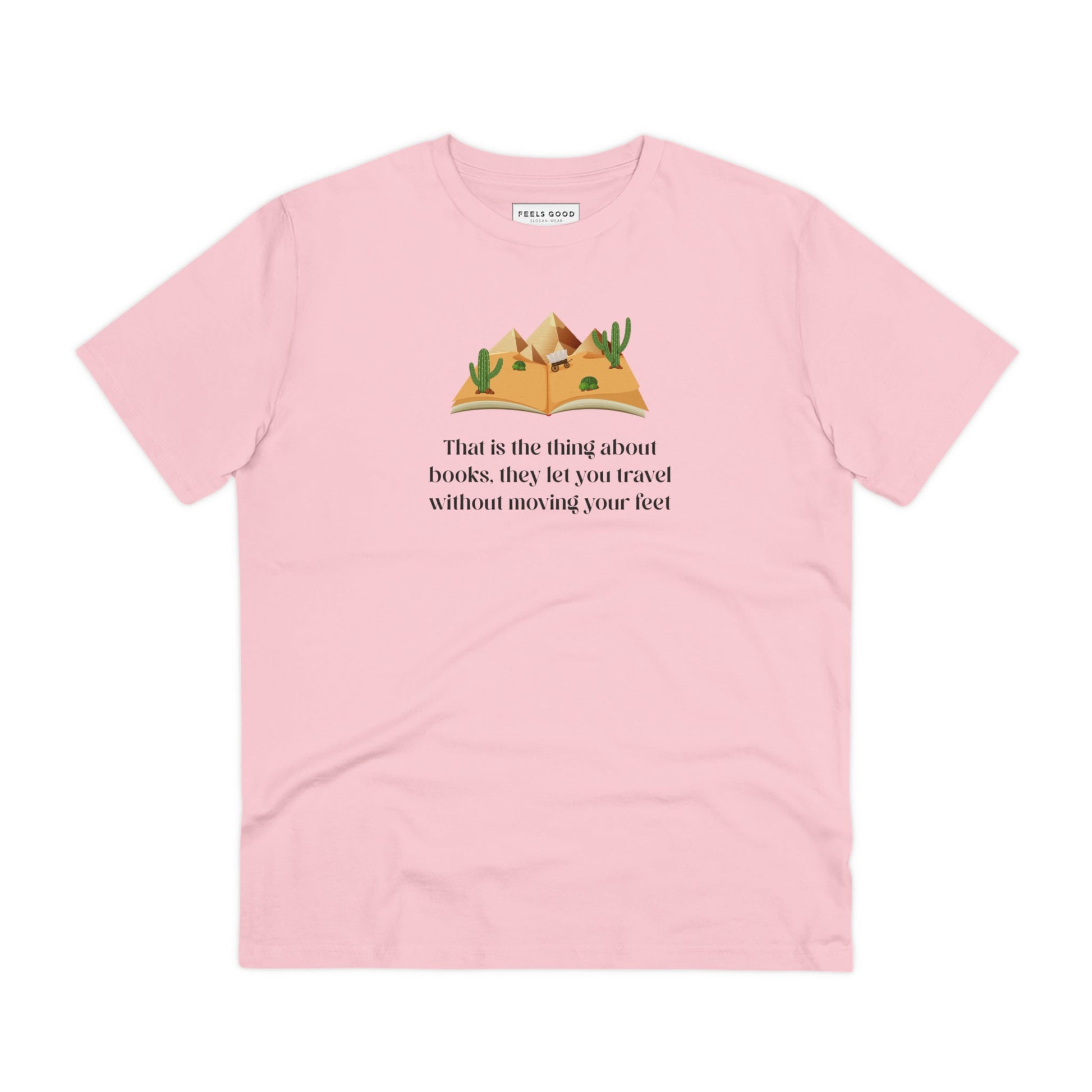 Stylish best t-shirt: 'The Book Traveller' Books organic cotton.
