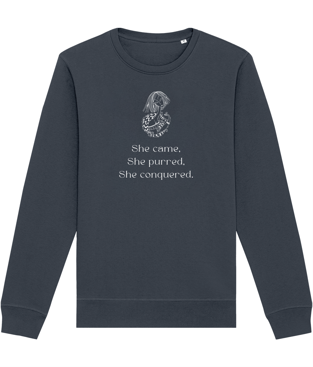 Organic Cotton 'The Conquering Cat' Funny Cat Sweatshirt - Cat Sweatshirt