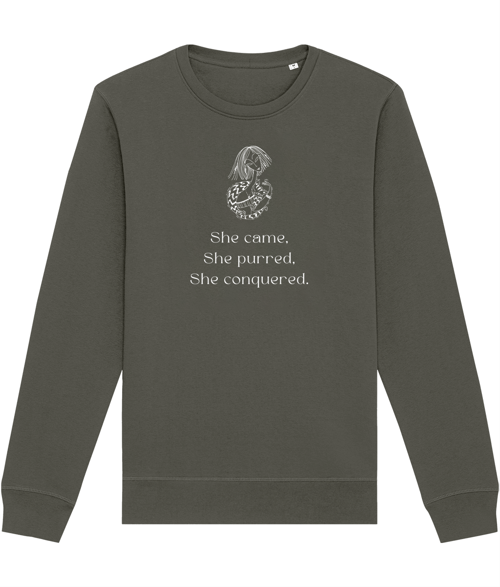 Organic Cotton 'The Conquering Cat' Funny Cat Sweatshirt - Cat Sweatshirt