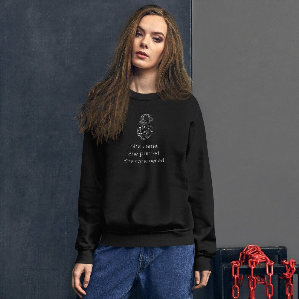 Organic Cotton 'The Conquering Cat' Funny Cat Sweatshirt - Cat Sweatshirt