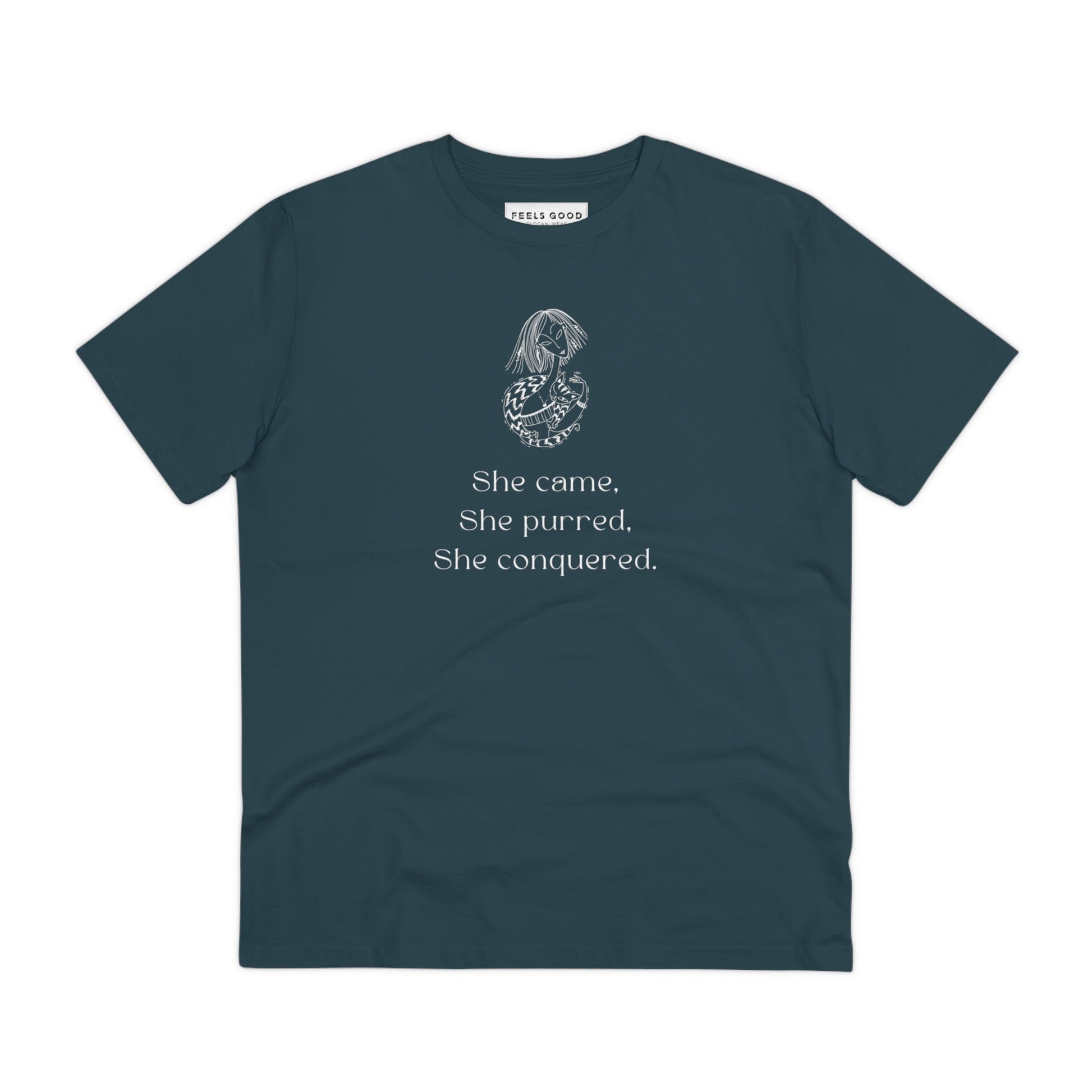 Organic Cotton 'The Conquering Cat' Funny Cat T-shirt - Fun Cat T shirt
