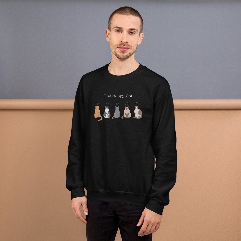 Organic Cotton 'The Happy Cat' Funny Cat Sweatshirt – quirky cat themed sweatshirt

