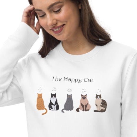 Organic Cotton 'The Happy Cat' Funny Cat Sweatshirt – Animal Lover Sweatshirts design

