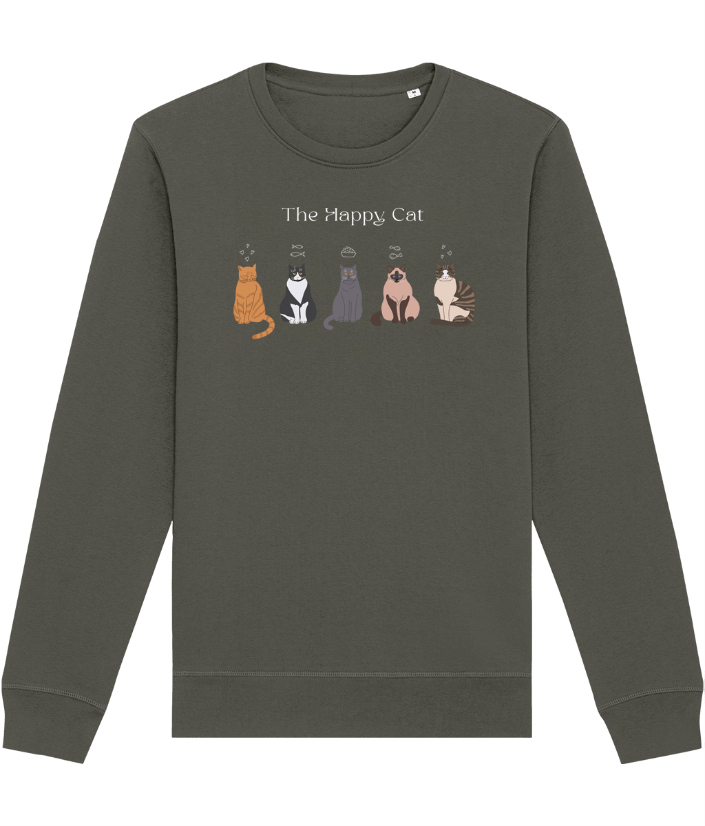 Organic Cotton 'The Happy Cat' Funny Cat Sweatshirt – stylish sweatshirt cats pick

