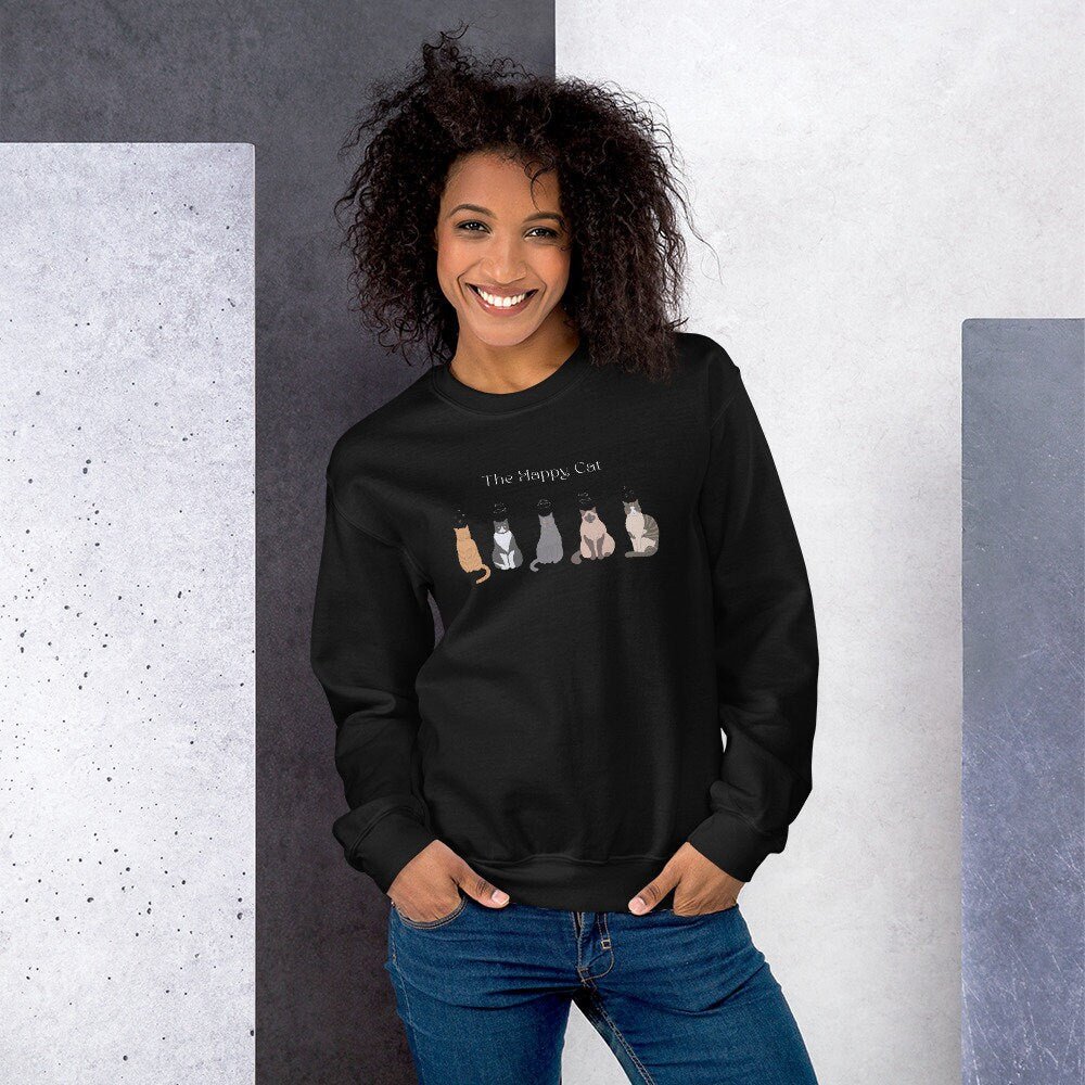 Organic Cotton 'The Happy Cat' Funny Cat Sweatshirt – comfy sweatshirt cats fit

