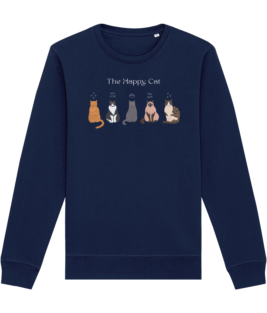 Organic Cotton 'The Happy Cat' Funny Cat Sweatshirt – warm Animal Lover Sweatshirts

