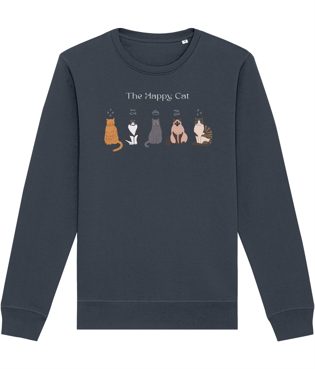 Organic Cotton 'The Happy Cat' Funny Cat Sweatshirt with artistic cats graphic

