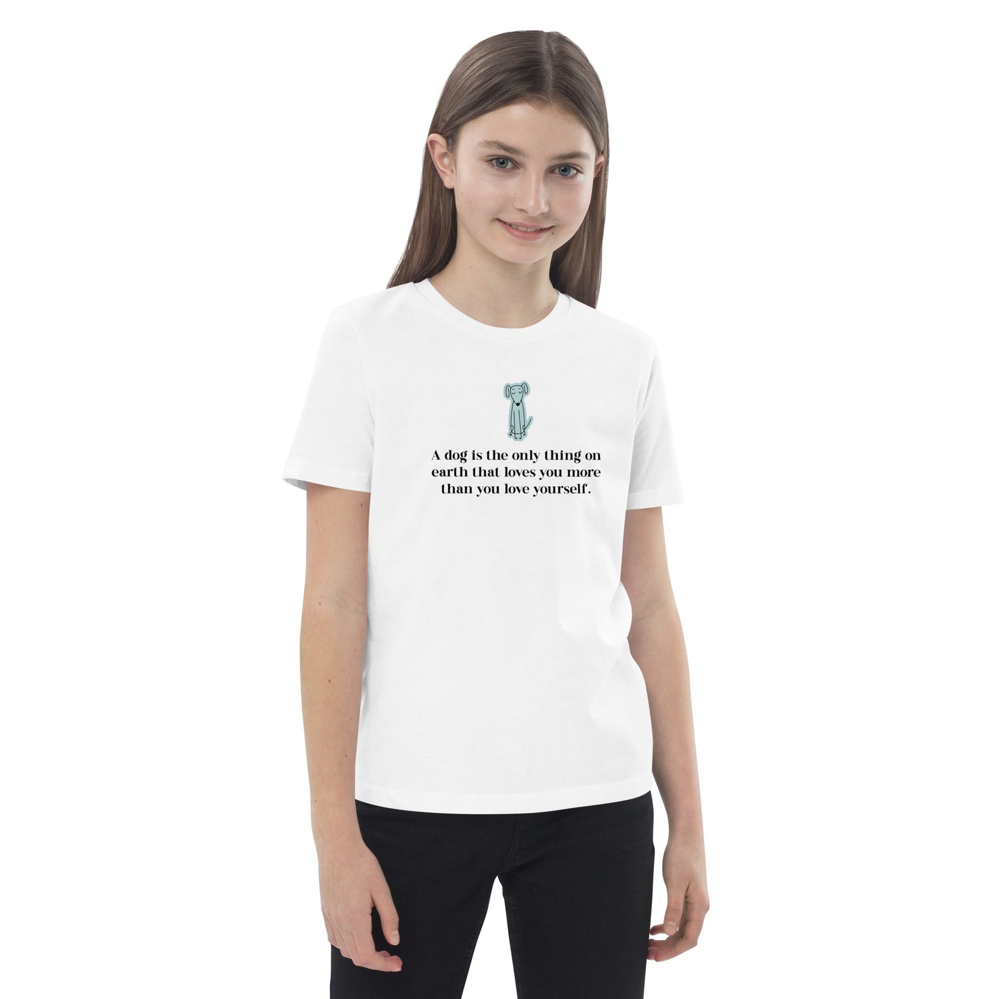 Gender neutral kids clothes – organic cotton 'The Loyal Dog' kids funny dog t-shirt for all.
