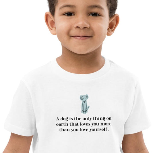 Organic cotton 'The Loyal Dog' kids funny dog t-shirt – fun childrens animal print t shirts design.