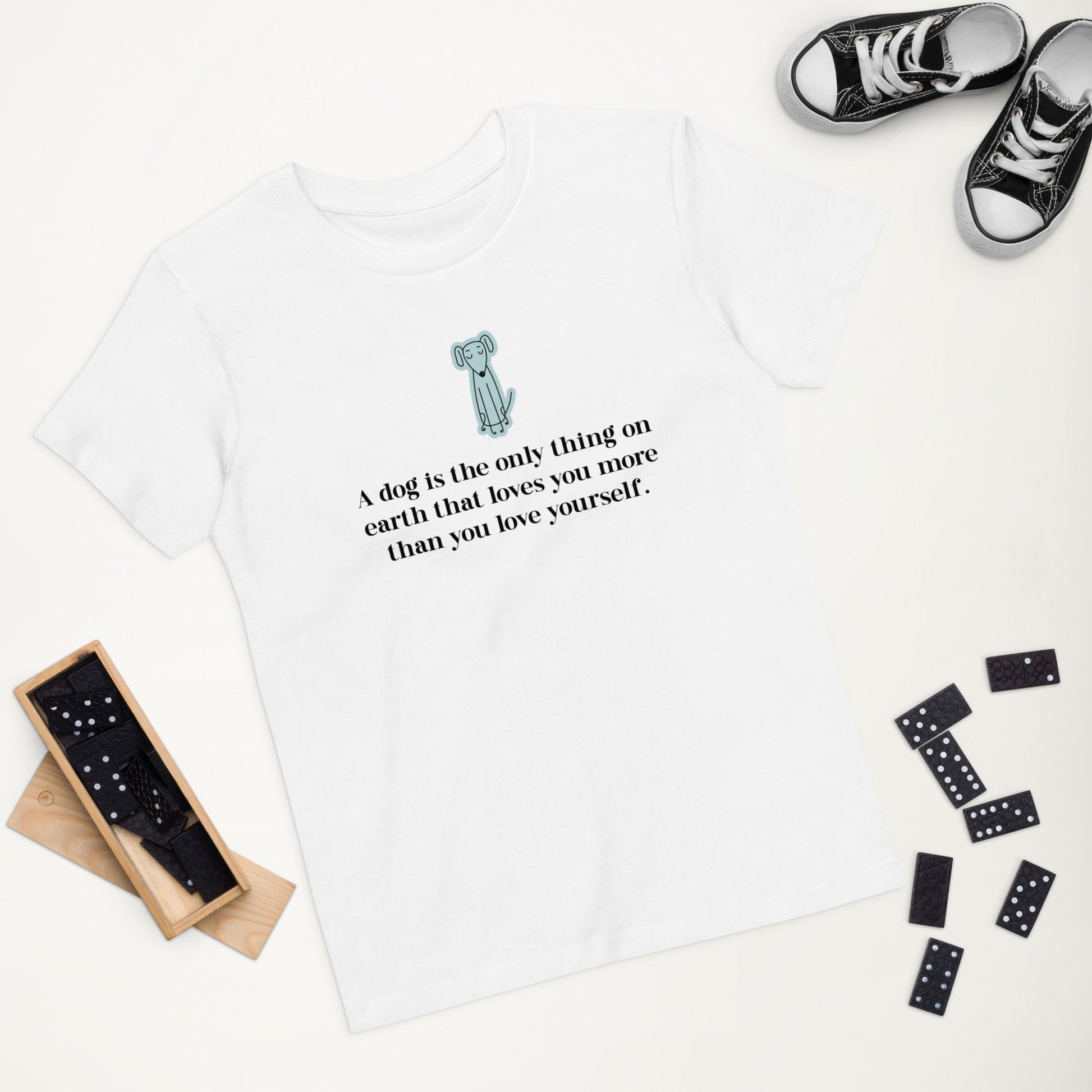 Soft organic cotton 'The Loyal Dog' kids funny dog t-shirt, perfect for cat t-shirts lovers.