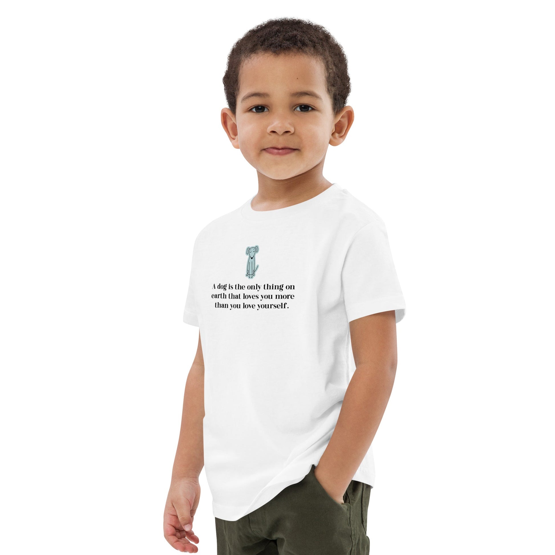 Animal print t shirts children will love – organic cotton 'The Loyal Dog' kids funny dog t-shirt.