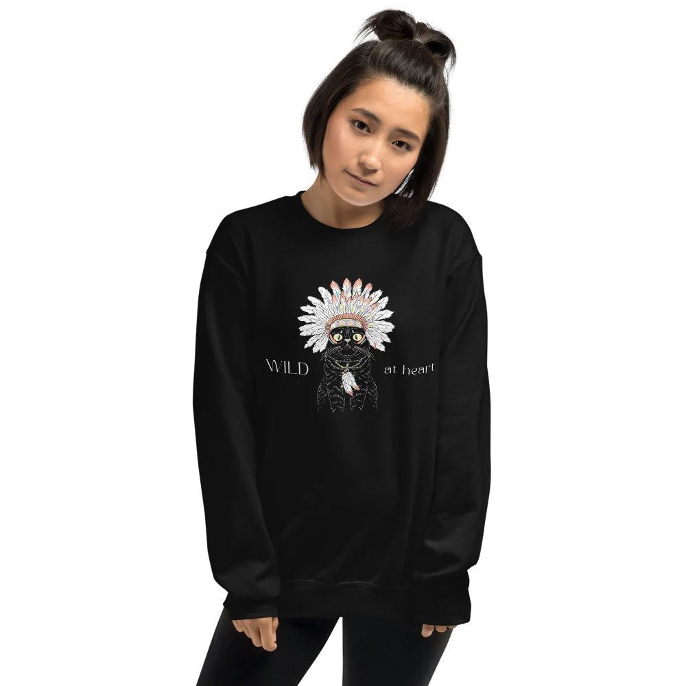 Organic Cotton 'Wild At Heart' Funny Cat Sweatshirt – a must-have for animal lover sweatshirts fans.


