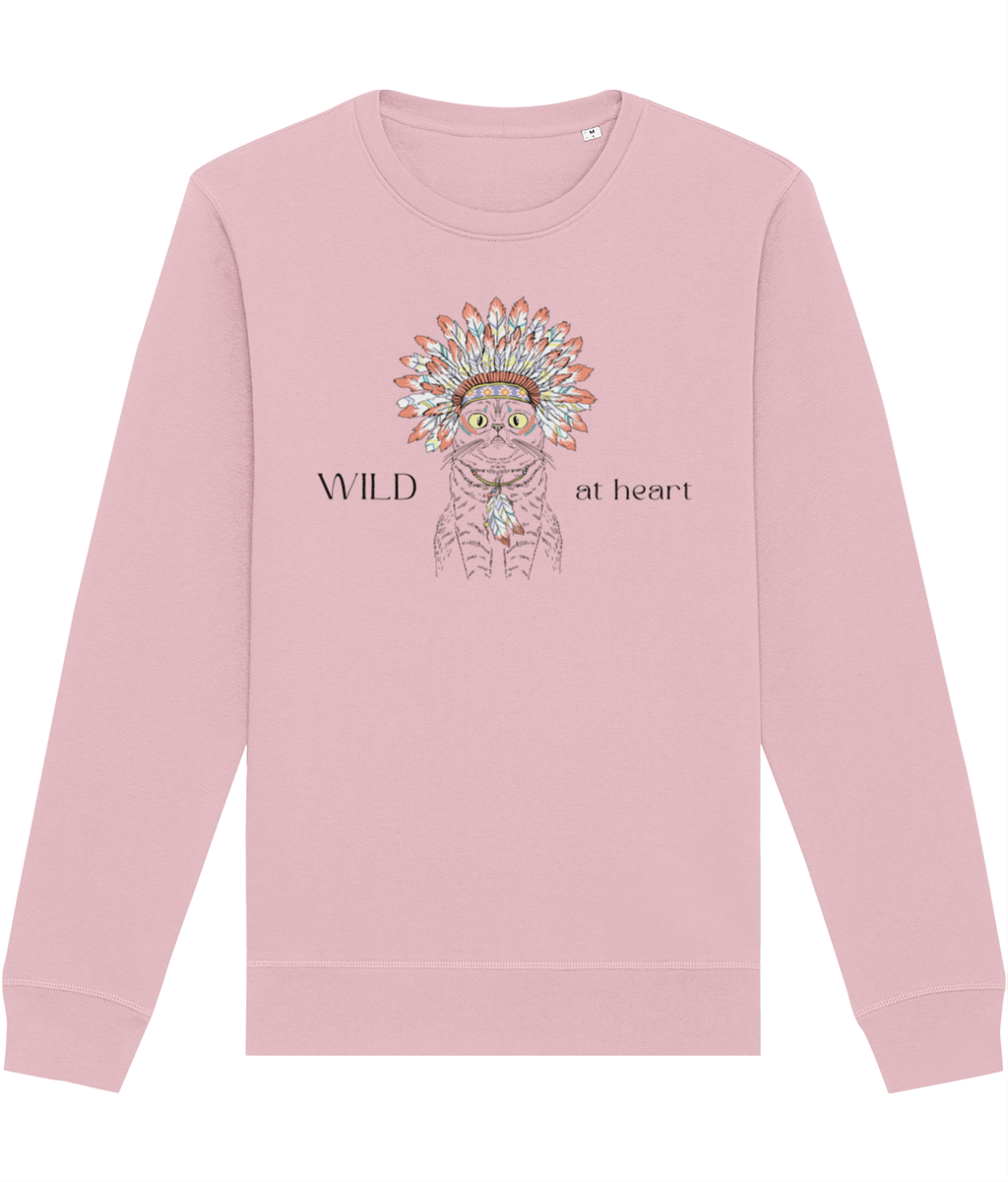 Organic Cotton 'Wild At Heart' Funny Cat Sweatshirt – cat lovers and dog themed sweatshirts fans unite.